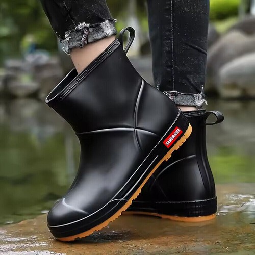 Wellies Shoes Wellington Ankle Short Boots Women Men Outdoor Rain Boots Size 5-9 - Picture 3 of 9