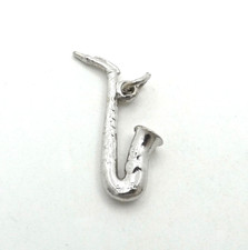 Sterling Silver Saxophone Instrument Charm Pendant Vintage