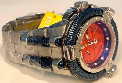 50mm KING PYTHON Blue Bezel Silvertn Bracelet Swiss Z60 Chrono Invicta Watch