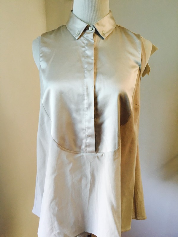 BRUNELLO CUCINELLI cotton voile silk bib Layer blouse shirt Sz M ITALY $1370 NWT