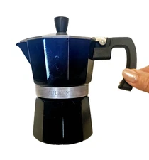 Zulay Italian Style Espresso Maker Moka Pot Classic Stovetop Dark Cobalt Blue