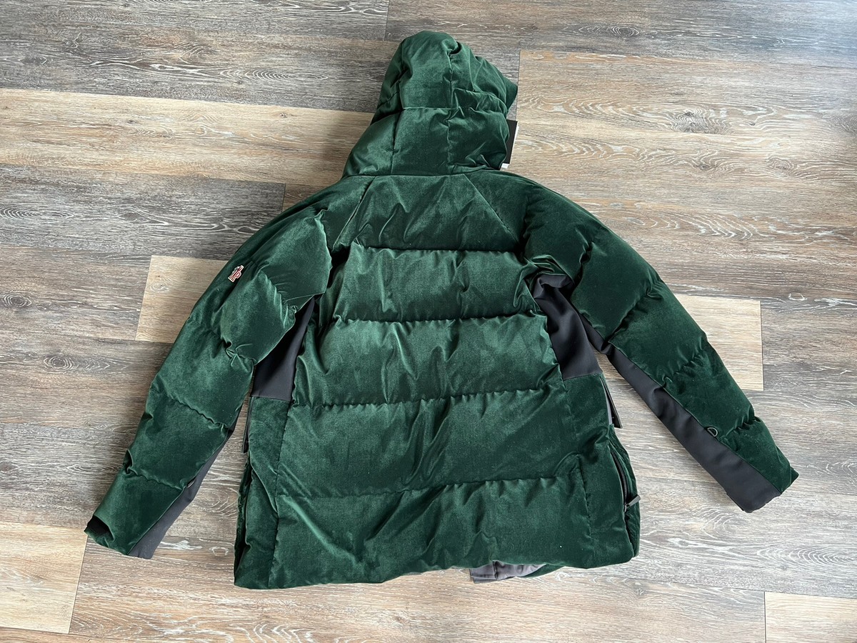 Moncler Genius 3 Grenoble Velvet Hooded Down Jacket Green Moncler Genius 3 Grenoble Velvet Hooded Down Jacket Green