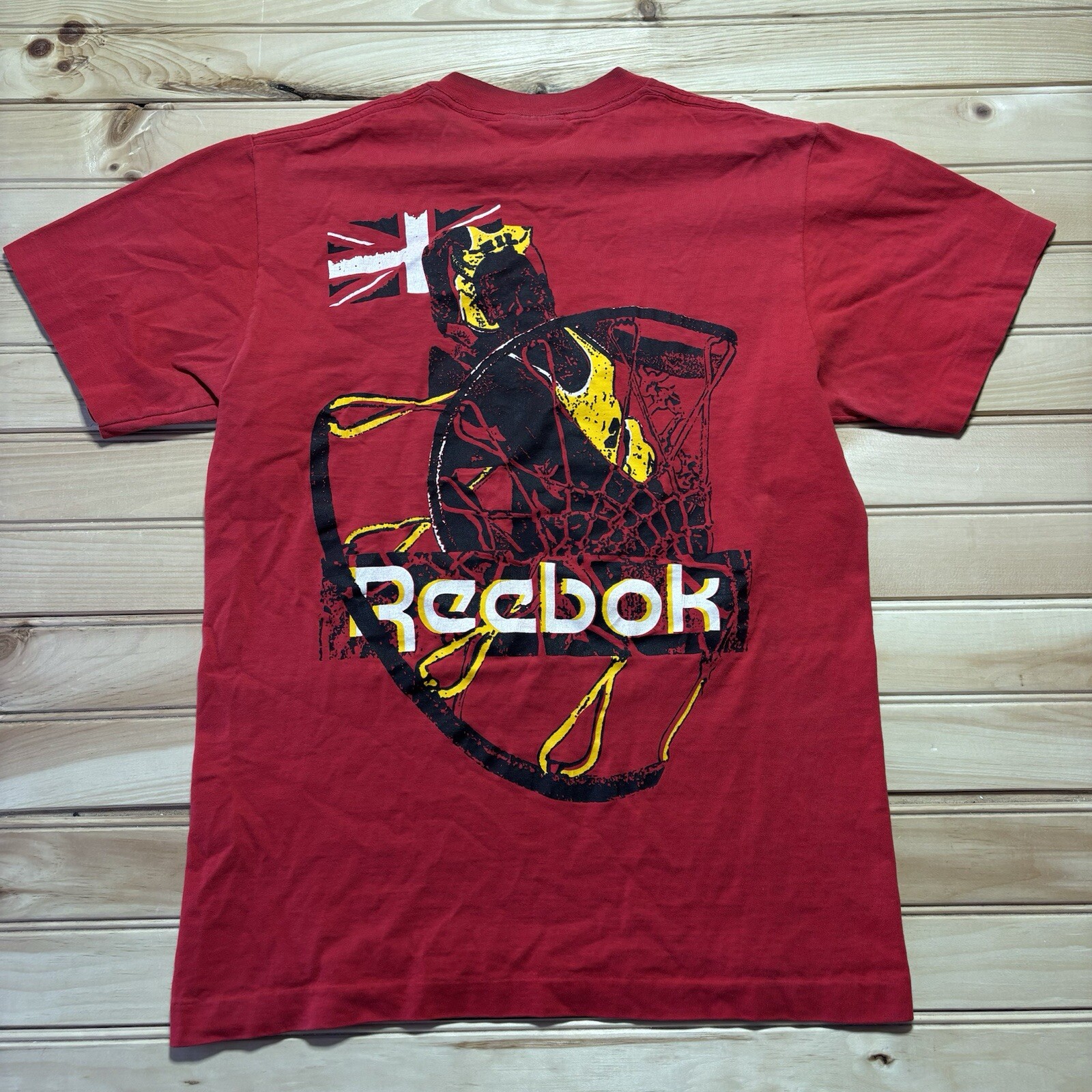 Vintage 90s Reebok Sport Basketball Double Sided Shirt Size Medium Red