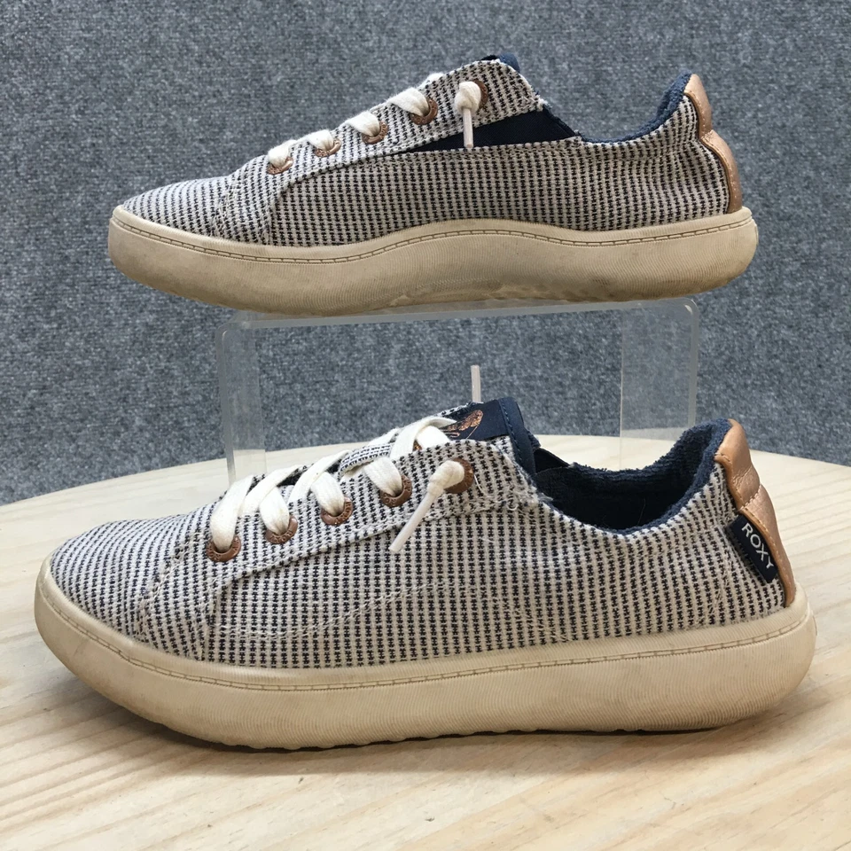 Roxy Shoes Womens 6.5 Crews Court Comfort Sneakers ARJS600485 White Blue Lace Up - Image 2 of 4