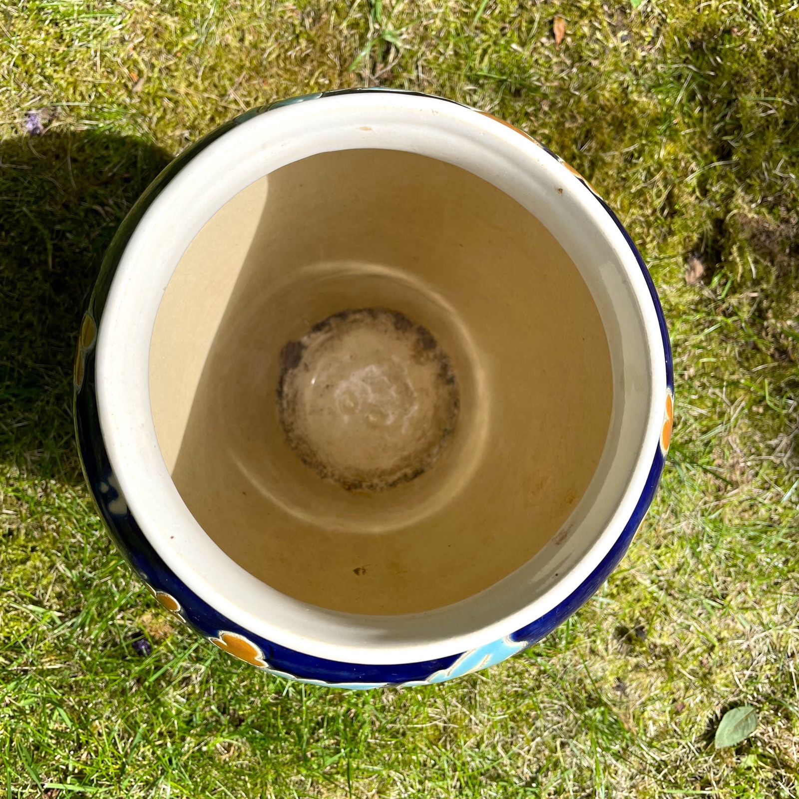 Large Round Floor Vase Planter Ceramic Midnight Blue Multicolour