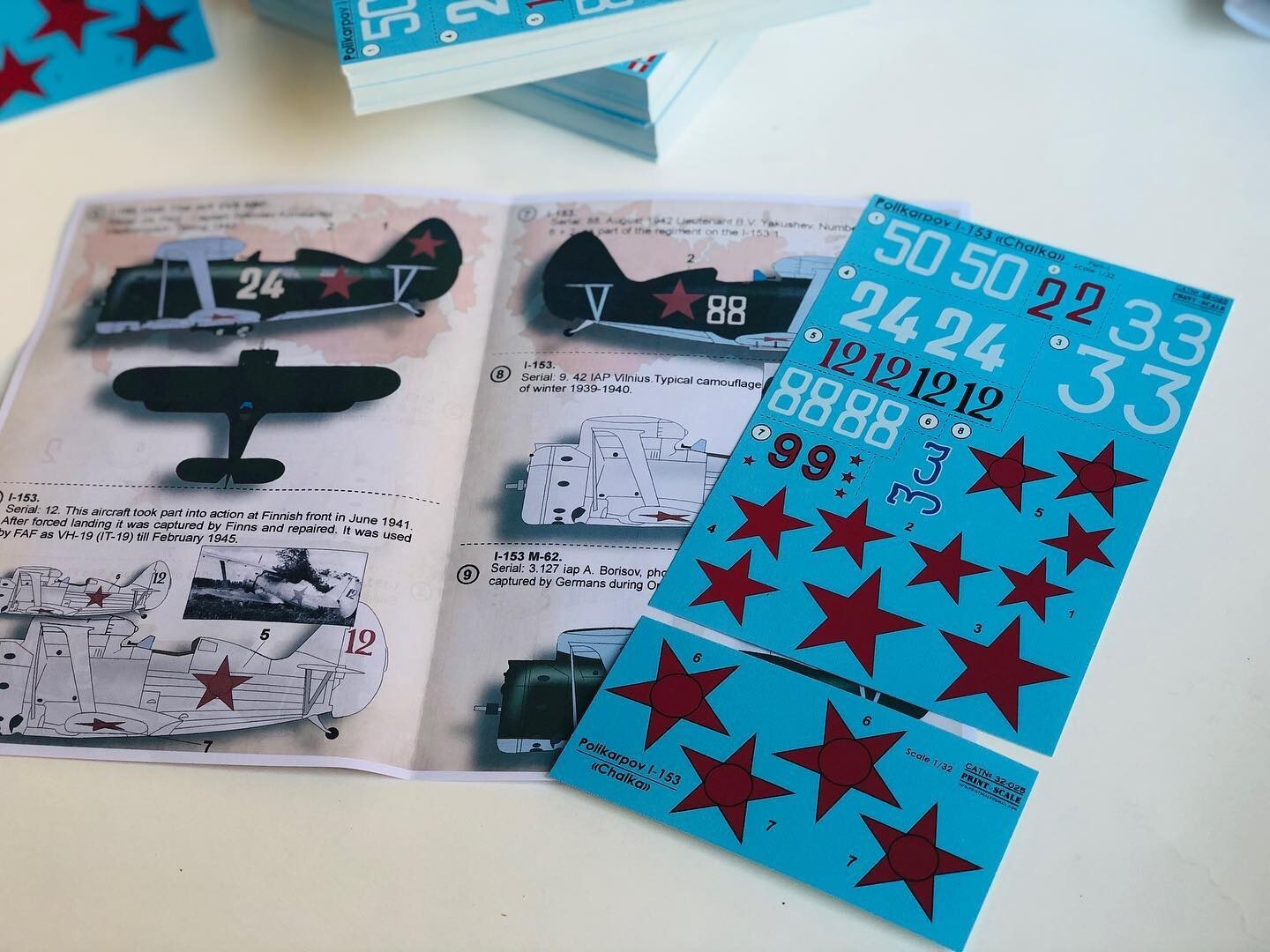 Print Scale 32-025 Decal airplane 1:32 Polikarpov I-153 Chaika Part 1 - 1,5 leaf