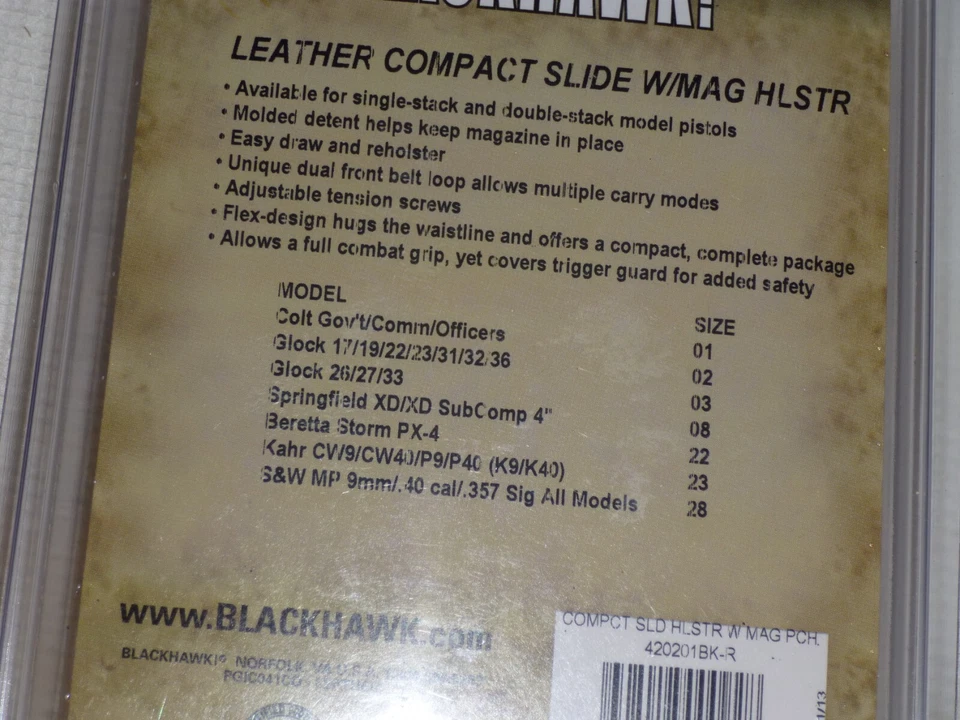 Blackhawk RH Leather Holster 420201BK-R Compact Slide w / Magazine Pouch - Image 4 of 4