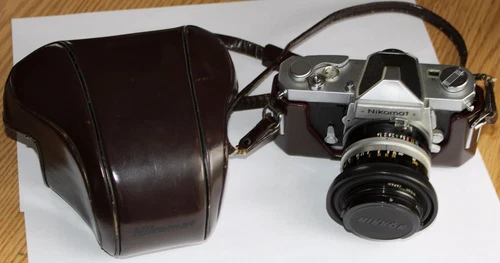 Nikon Nikomat 35mm Film Camera w/ Nikkor-S Auto 50mm 1.4 Lens + Case, Made Japan