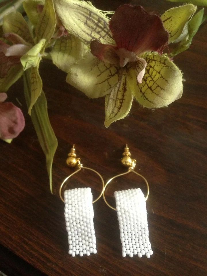 Klopapier Toilettenpapier Perlen Hamsterkäufe Ohrring Handmade Corona  - Bild 2 von 4