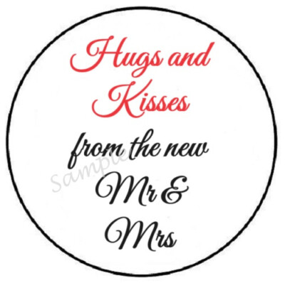 HUGS AND KISSES FROM THE MR & MRS ENVELOPE SEALS LABELS STICKERS PARTY FAVORS