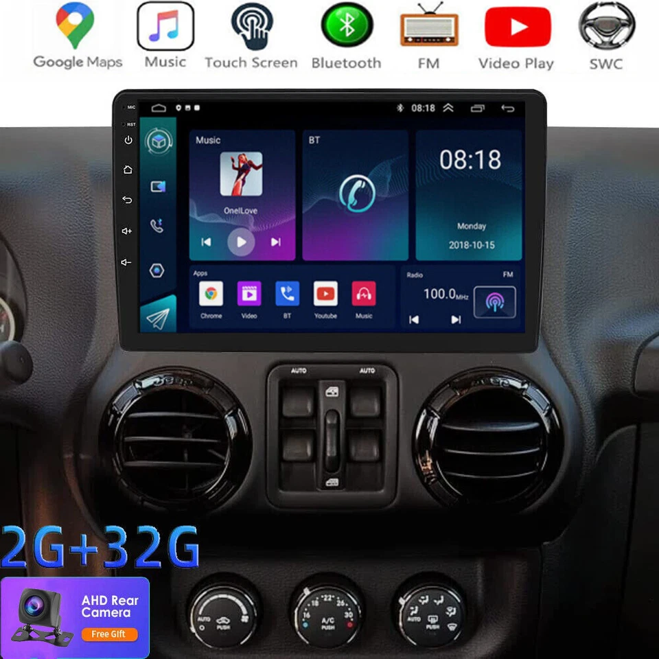 For 2011-2014 Jeep Wrangler 3 JK Apple Carplay Radio Android 13 GPS NAVI WIFI FM Foto 2 de 4