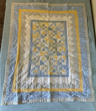 Handmade Blue and Yellow Crib Quilt 32.5x41"