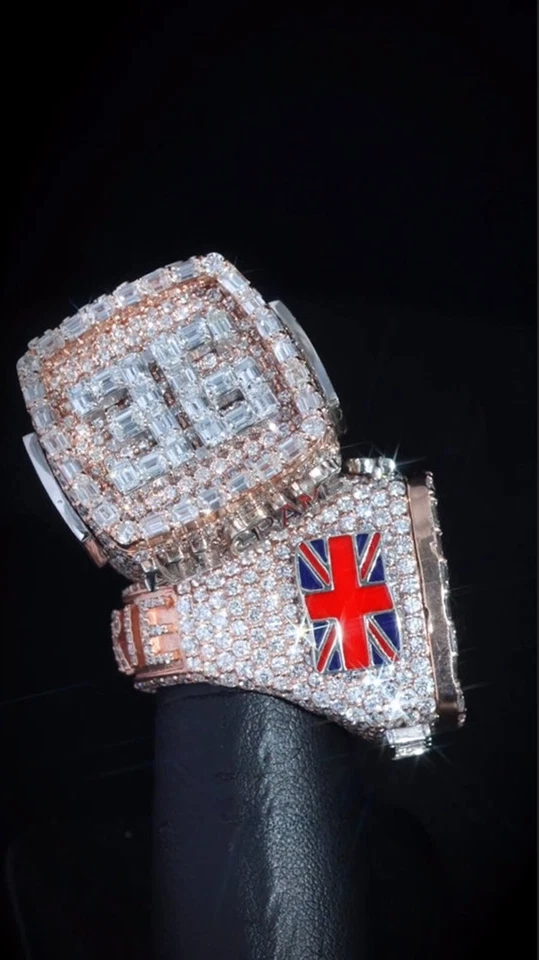 VVS Moissanite Men's Ring Hip Hop Letter Ring Iced out Custom Moissanite Ring - Image 3 of 4