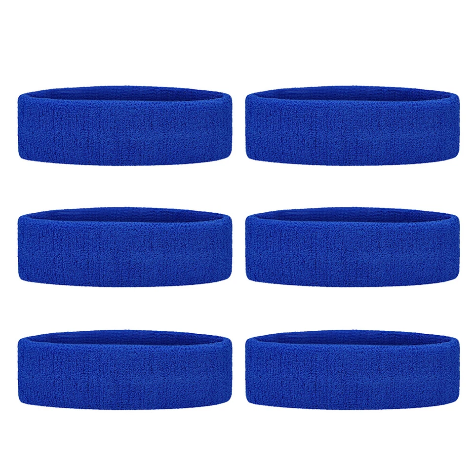 6 Pieces Sports Headbands Terry Cloth Sweat Absorbing Head Band For Tennis Gym - Image 3 of 4