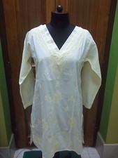 XS 37 BLOUSE 100 COTTON TOP HANDMADE ETHNIC CHIKAN EMBROIDERY TUNIC KURTA KURTI