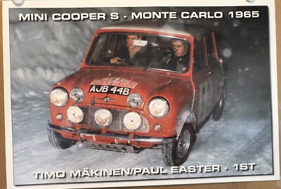 Mini Cooper S Monte Carlo 1965 Timo Makinen/Paul Easter -1st Racing Car Poster 
