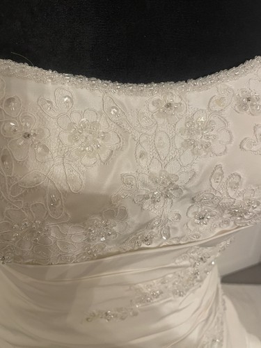 Wedding Dress Size 12 Ivory Taffeta Beaded Strapless £800 - Picture 6 of 14