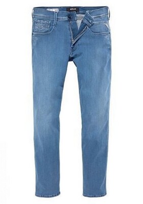 Replay Anbass M914Y Slim Fit Jeans Herren Power Stretch Denim Hose Mid Blue L34