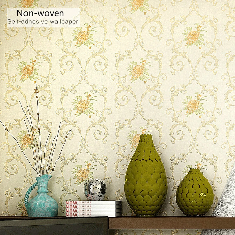 Papel tapiz autoadhesivo floral no tejido en relieve de 5 metros rural hágalo usted mismo Foto 3 de 4