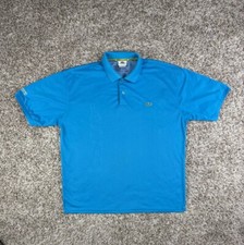 Vintage 90's Lacoste Spellout Big Logo Polo Shirt Blue Men's Size 8 Made France