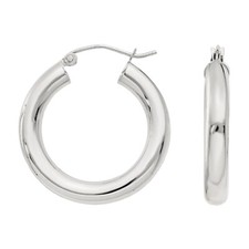 925 Sterling Silver Thick 25MM Hoop Earrings Men Women Children 4MM Wide