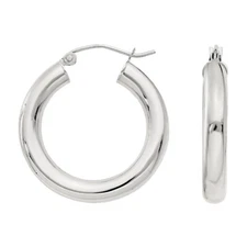 925 Sterling Silver Thick 25MM Hoop Earrings Men Women Children 4MM Wide