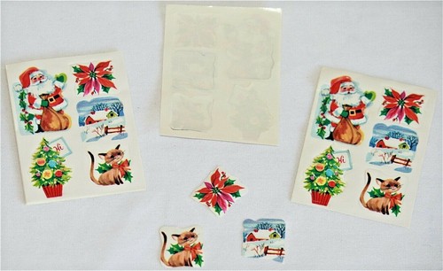 Sellos de Navidad de mediados de siglo (70+) Setenty-Plus goma espalda gatito gato árbol de Santa - Imagen 2 de 5