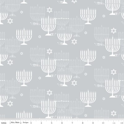 8 Nights 8 Lights C16420 Silver Main by Tara Reed for Riley Blake - by half-yard