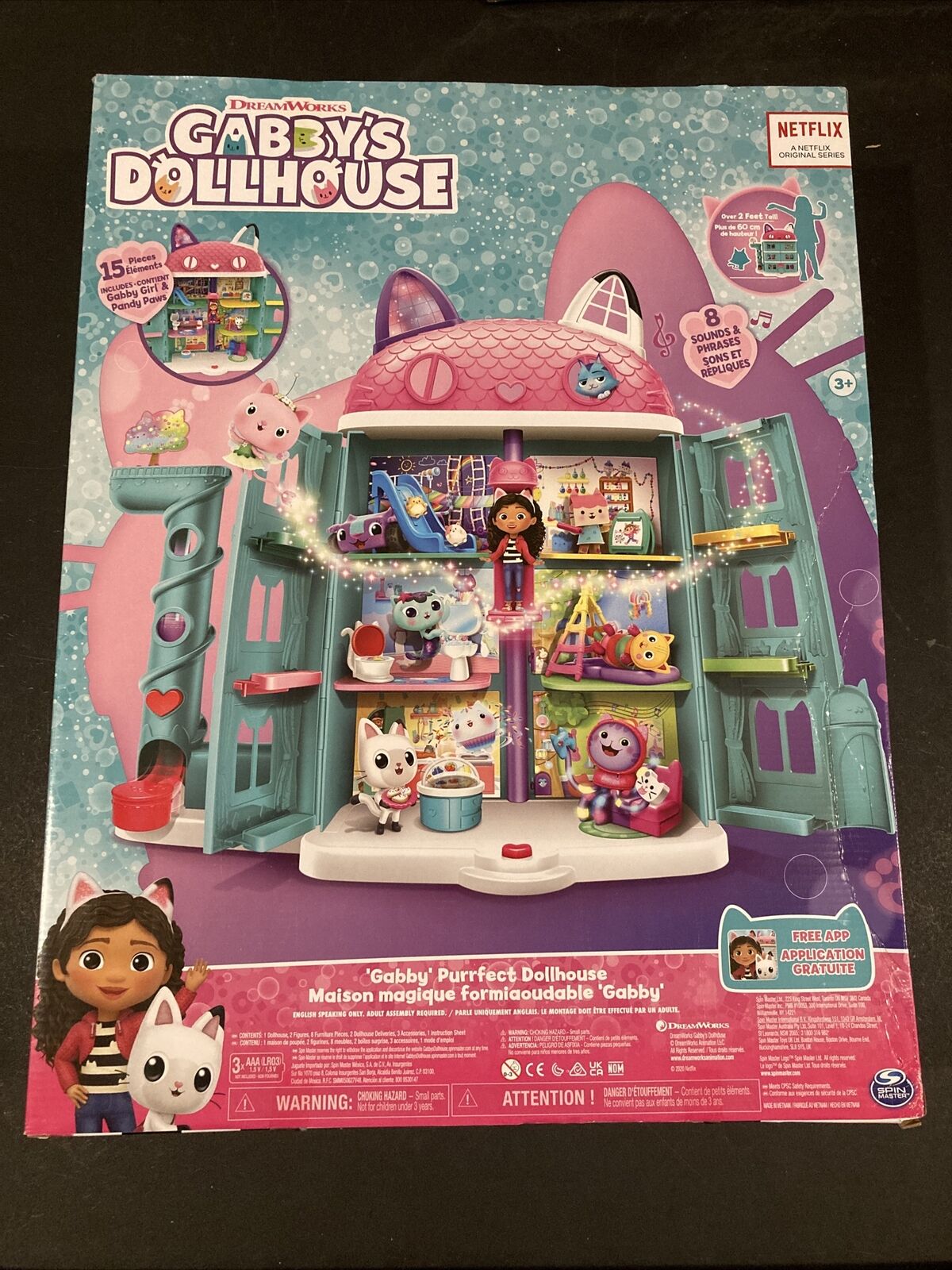  Gabby's Dollhouse, Purrfect Dollhouse with 15 Pieces including  Toy Figures, Furniture, Accessories and Sounds, Kids Toys for Ages 3 and up  : Toys & Games