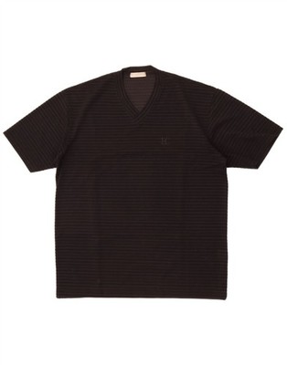 Enrico Coveri Mens T-Shirt Top Medium Black Striped Cotton AI26