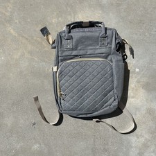Grey quilted Diaper Backpack with adjustable straps Baby tote
