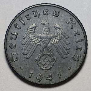 Germany 1941 J 5 Reichspfennig, KM#100, UNC Details / Cleaned