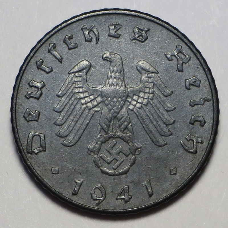 Germany 1941 J 5 Reichspfennig, KM#100, UNC Details / Cleaned