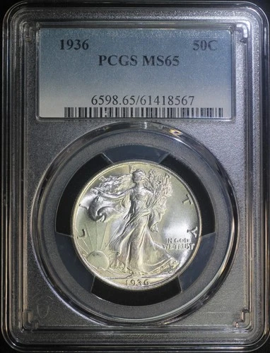 1936 P Walking Liberty Silver Half Dollar PCGS MS65 Gem BU Lustrous Well Struck