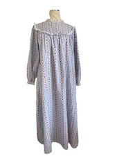 Lanz of Salzburg 100 Cotton Nightgown M Blue White Floral Vintage