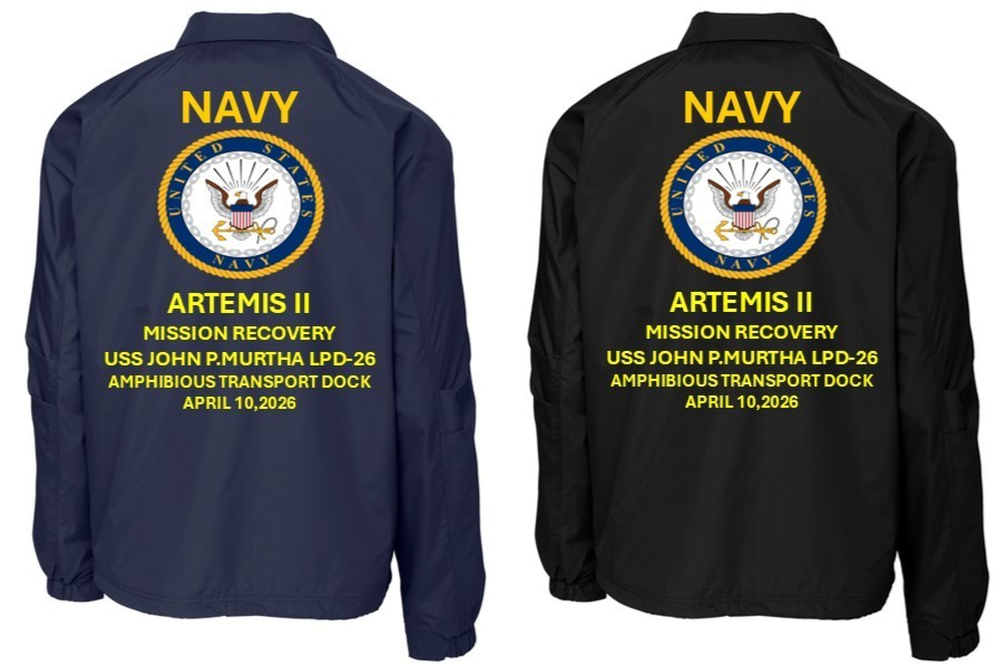 NAVY*ARTEMIS II*USS JOHN P.MURTHA LPD-26*COACHES JACKET. NAVY