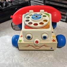 Vintage Fisher Price Telephone Chatter Phone Pull Toy With Moving Eyes 1985 USA