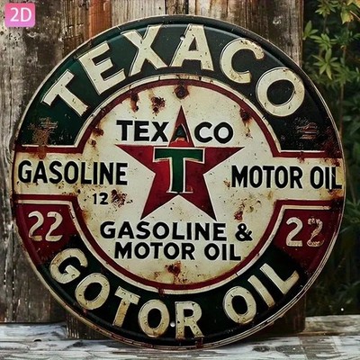 Texaco Gasoline Motor Oil Metal Sign Vintage Rustic Garage Man Cave Decor Plaque
