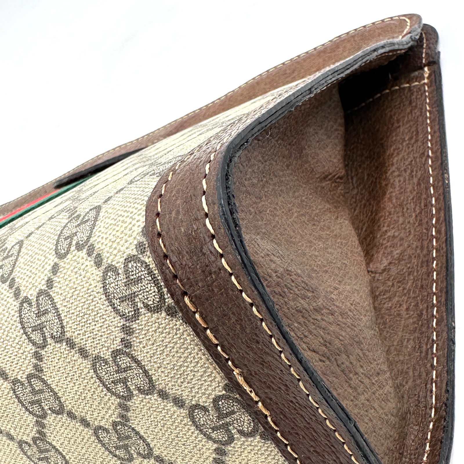 Vintage GUCCI Clutch Bag Sherry Line GG PVC Leather Brown Purse Authentic thumbnail 10