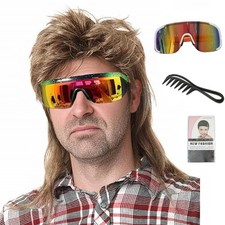 Men's Mullet Wig Light Brown 80s Costume Party Cosplay Halloween Wig NEW