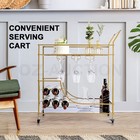 Gold Bar Cart Drinks Trolley Wine Coffee Tea Kitchen Serving Rack Shelves Metal