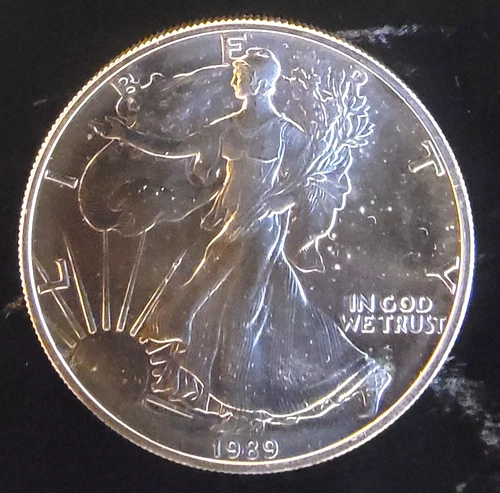 1989 American Eagle Toned Walking Liberty Bullion Vtg-0.999 Silver 1 Oz Coin 2m