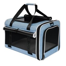 Medium Cat Carrier with Privacy Curtain, Soft-Sided Pet Travel Crate 18x11 Inch