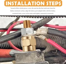 2 Set Side Post Battery Terminal Extension Bolt with Nuts,3/8"-16 Coarse and ...