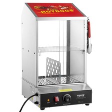 NEW  Commercial Hot Dog Steamer 2-Tier Electric Bun Warmer 39QT Slide Doors