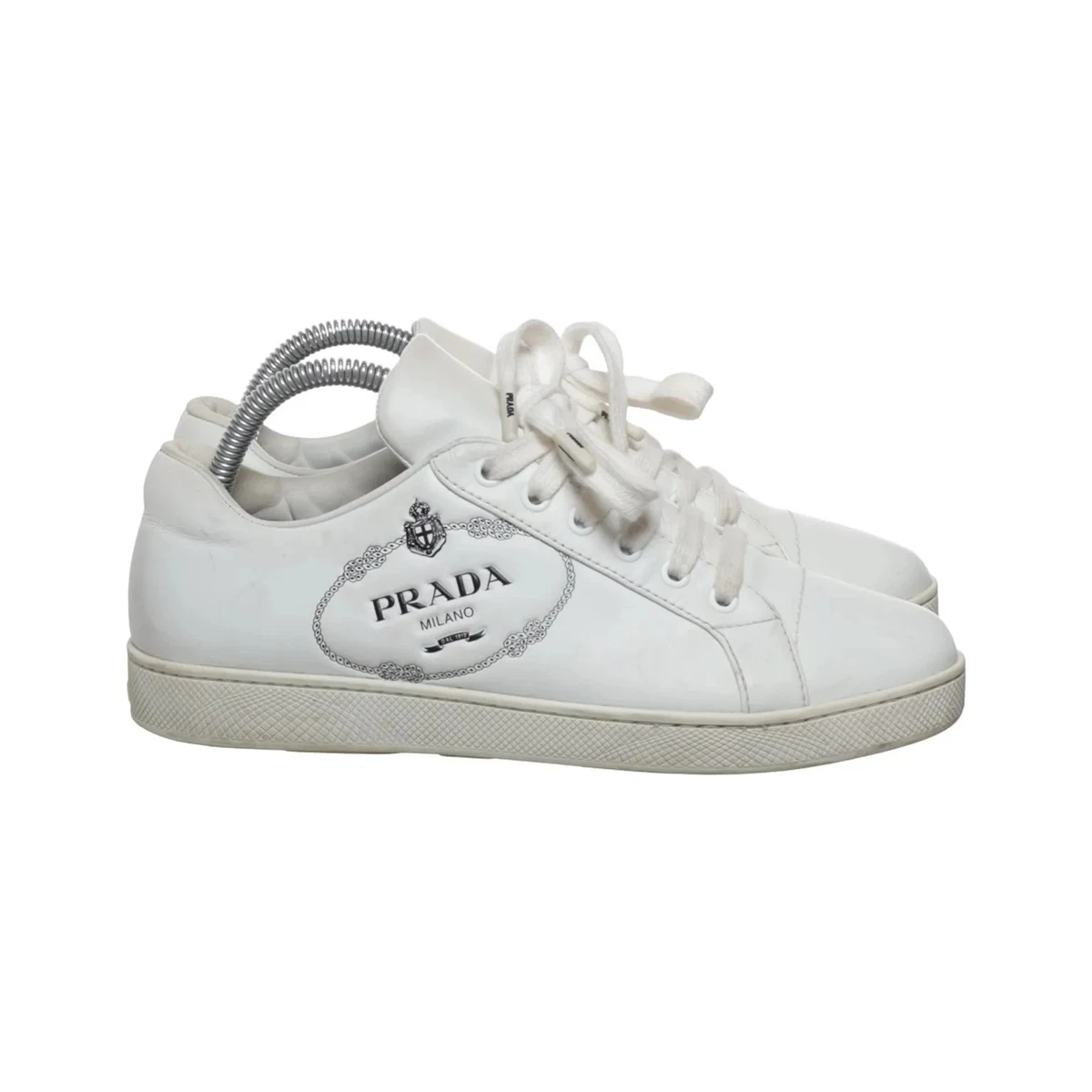 Prada, Sneaker, Größe: 38 1/2, Leder, Weiß, Damen #VJT