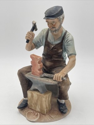 Capodimonte Porcelain Figurine Blacksmith Signed A. Benni 9'' Tall 44/166