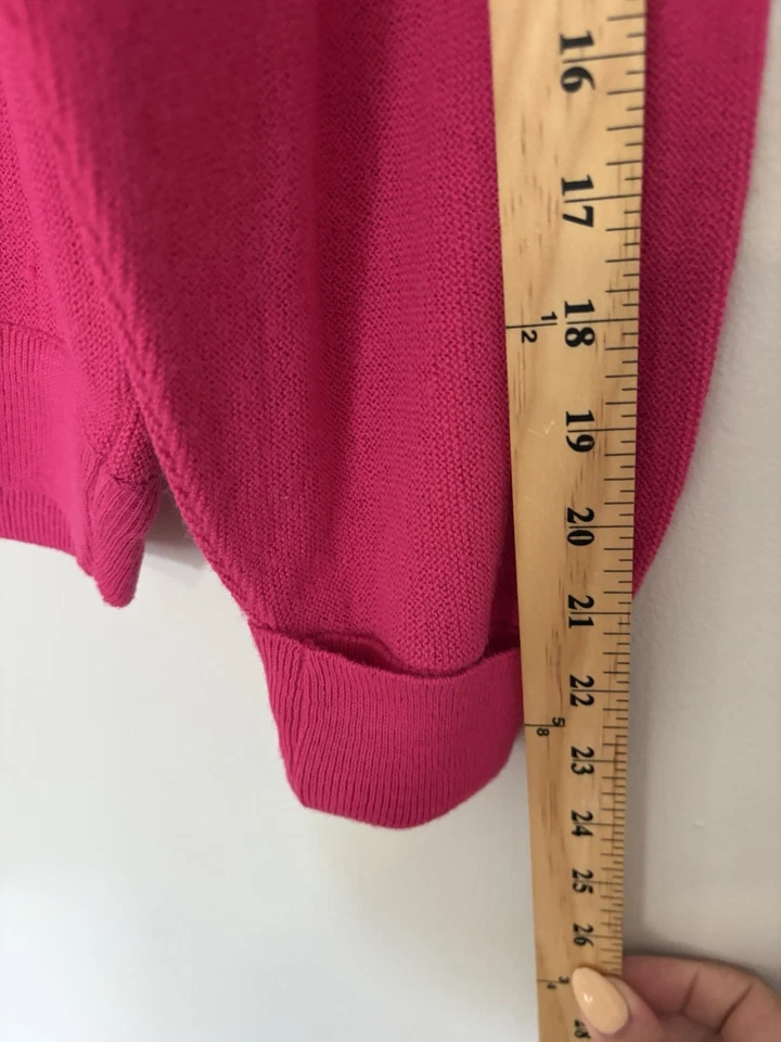 Lacoste Rosa 100% Orlon Hecho en EE. UU. Cuello en V Manga Larga Suéter Mujer M Foto 4 de 4