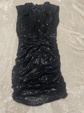 Windsor Black Sequin Ruched Party Dress Size M