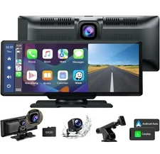 Wireless Apple CarPlay & Android Auto Car Stereo Screen w/ Dash & Backup Cameras